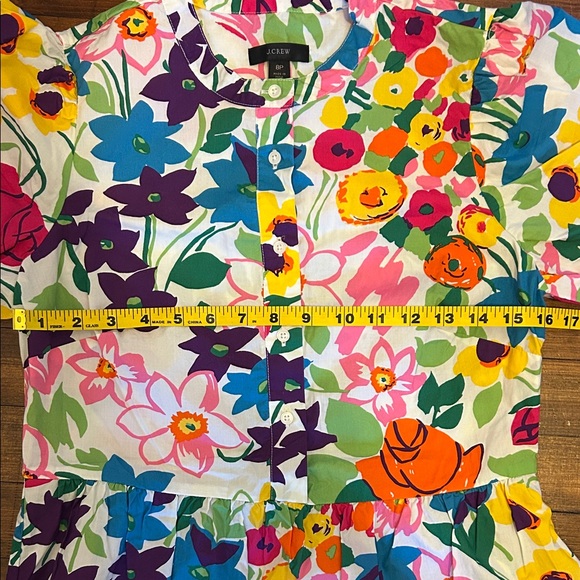 J. Crew Women’s Bright Multicolor Floral Cotton Dress w/ Slip - Size 8P, NWT - Picture 14 of 16